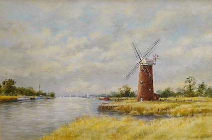 Derek Eastoe, Windmill Norfolk, signed, acrylic on paper, 24 x 36cm